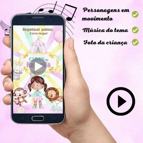 Convite Animado Circo Rosa (com Foto)