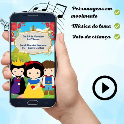 Convite Animado Branca De Neve Cute (com Foto)