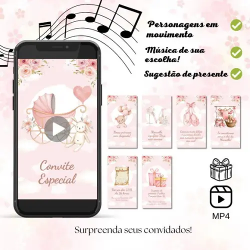 Convite Animado Chá de Bebê/ Chá de Fralda