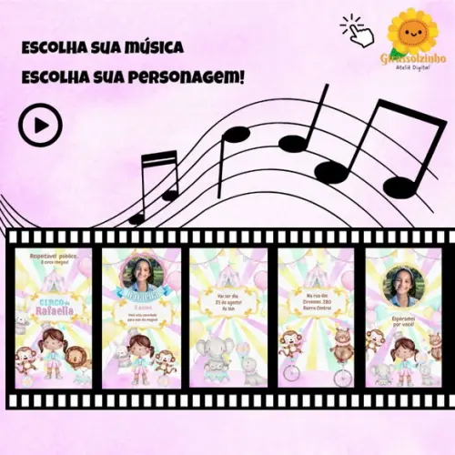 Convite Animado Circo Rosa (com Foto)