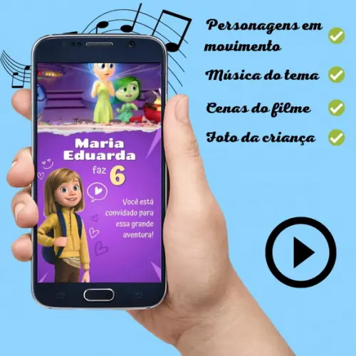 Convite Animado Divertidamente Menina (com Foto)