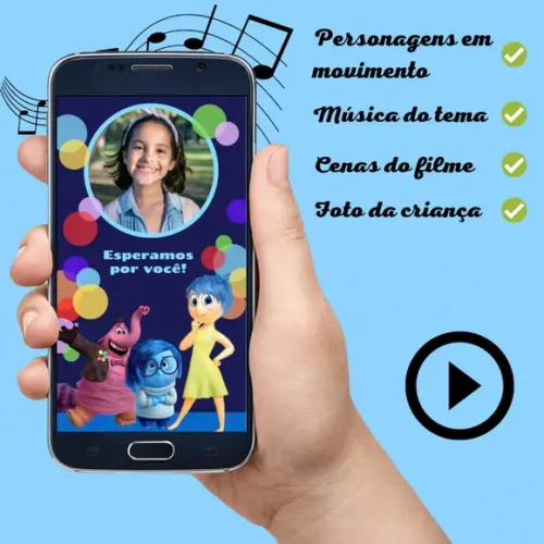 Convite Animado Divertidamente Menina (com Foto)