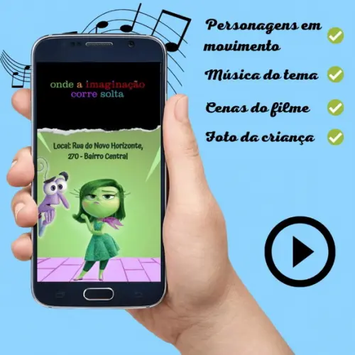 Convite Animado Divertidamente Menina (com Foto)
