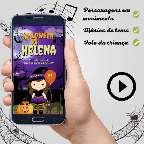 Convite Animado Halloween Cute (com Foto)