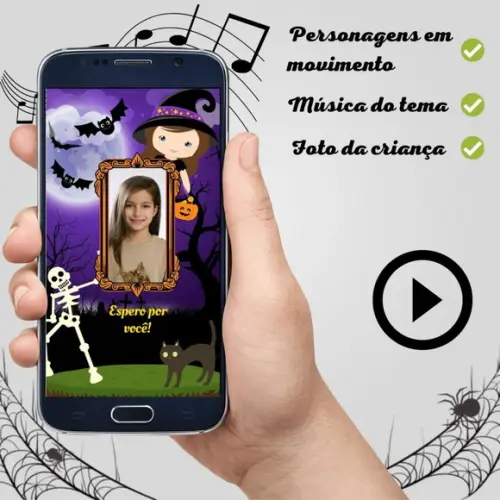 Convite Animado Halloween Cute (com Foto)