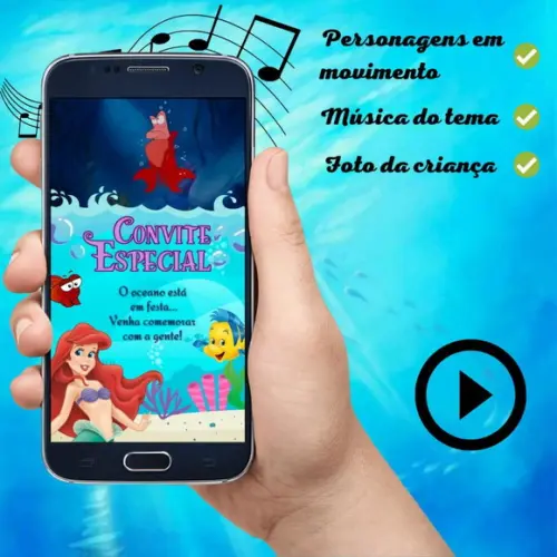 Convite Animado Pequena Sereia (com Foto)