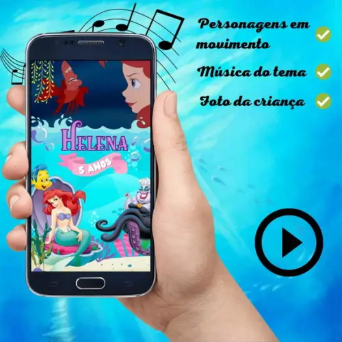 Convite Animado Pequena Sereia (com Foto)
