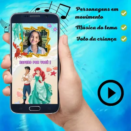 Convite Animado Pequena Sereia (com Foto)