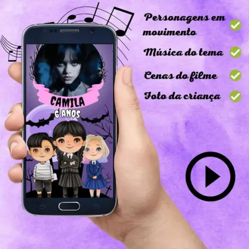 Convite Animado Wandinha