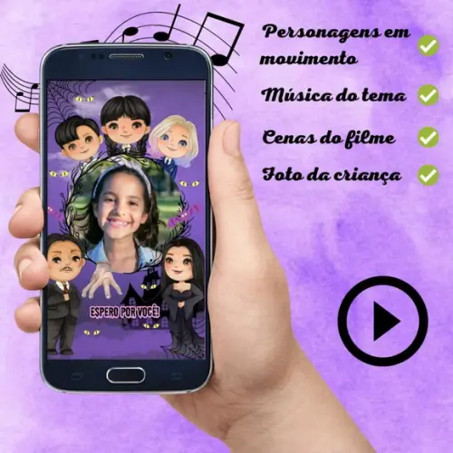 Convite Animado Wandinha
