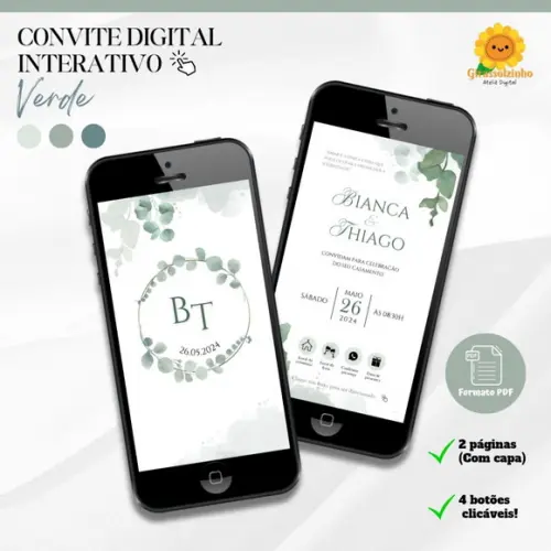 Convite de Casamento Interativo Folhagens