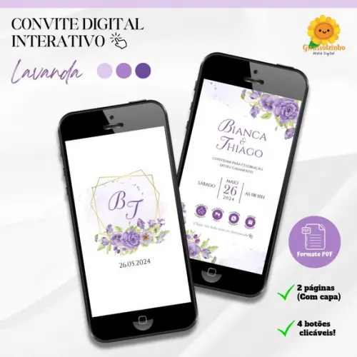 Convite de Casamento Interativo Lavanda