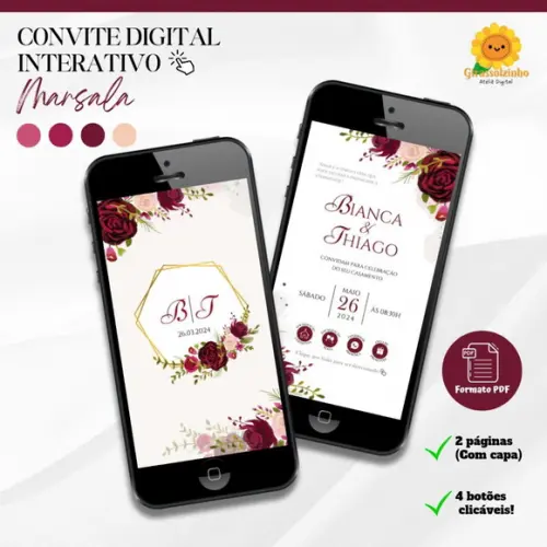 Convite de Casamento Interativo Marsala