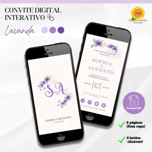 Convite de Casamento Interativo Lavanda Classic