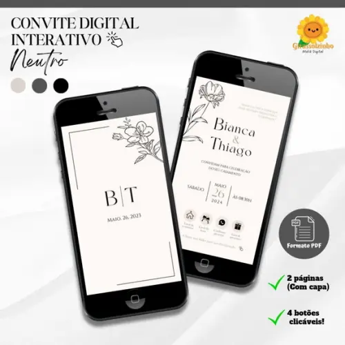 Convite de Casamento Interativo Minimalista