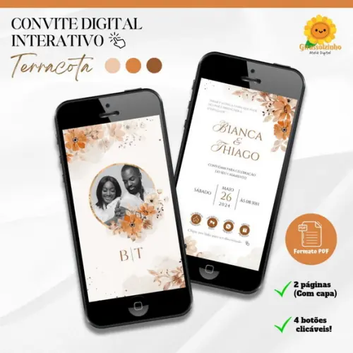 Convite de Casamento Interativo Terracota