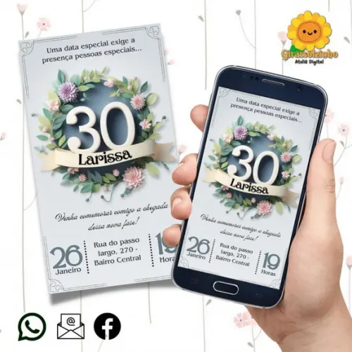 Convite Digital 30 Anos Florido 2
