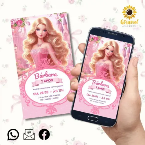 Convite Digital Barbie Princesa 2