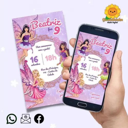 Convite Digital Barbie Fada