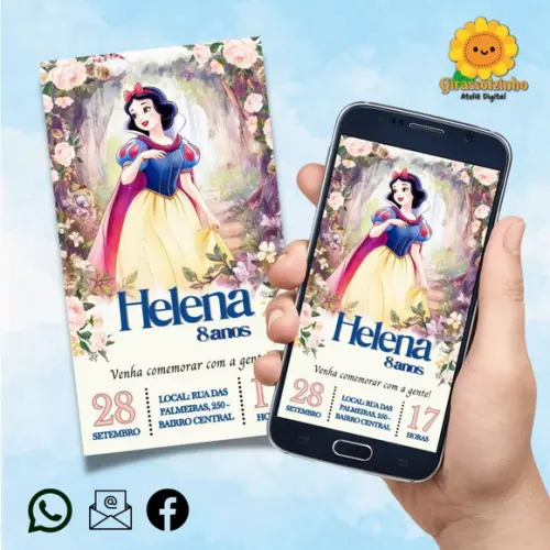 Convite Digital Branca de Neve