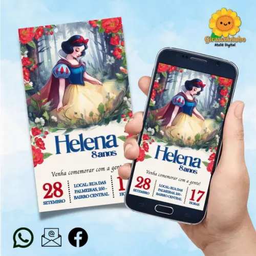 Convite Digital Branca de Neve