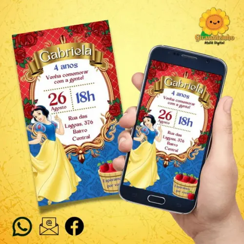 Convite Digital Branca de Neve