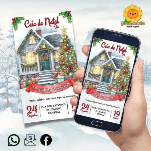Convite Digital Ceia de Natal Papai Noel
