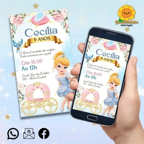 Convite Digital Cinderela Baby 2