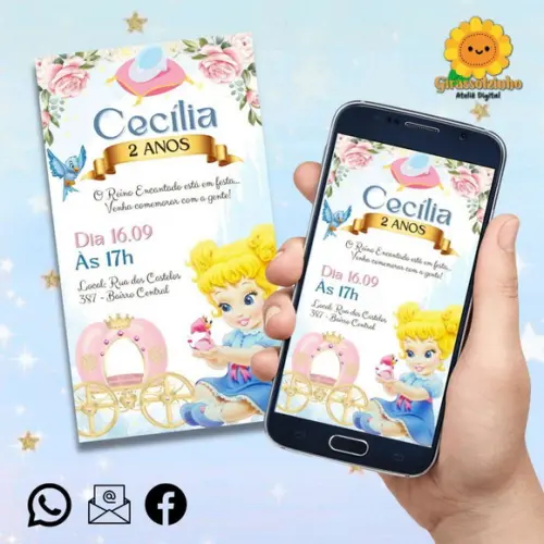 Convite Digital Cinderela Baby