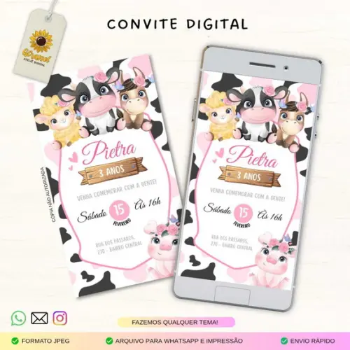 Convite Digital Fazendinha Rosa 2