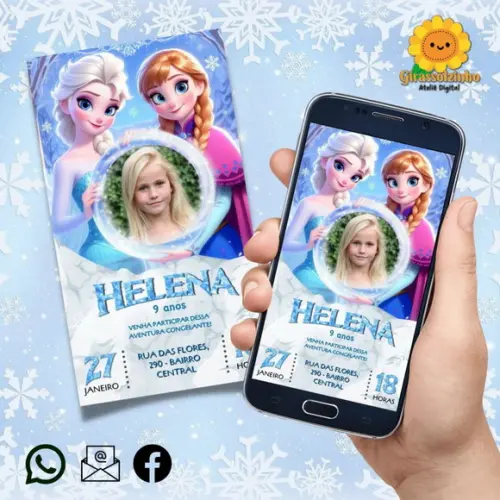 Convite Digital Frozen (com Foto)