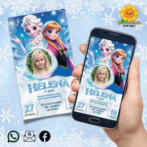 Convite Digital Frozen (com Foto)