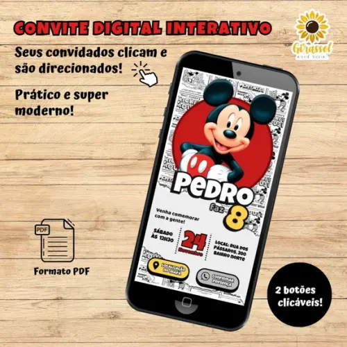 Convite Digital Interativo Mickey