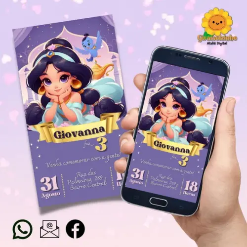 Convite Digital Jasmine Baby/ Cute 2
