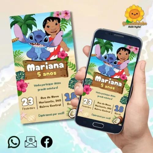 Convite Digital Lilo e Stitch