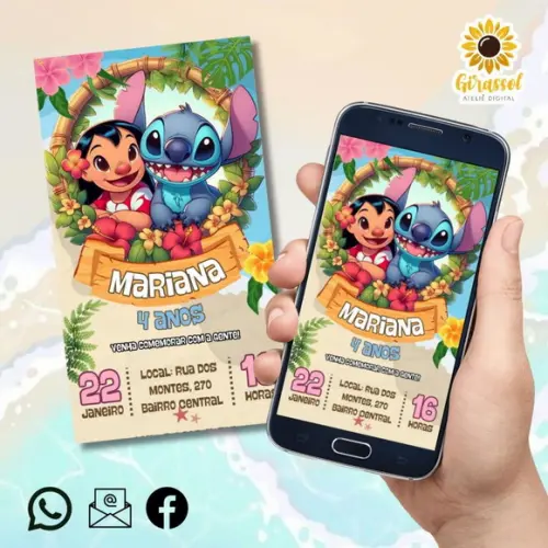 Convite Digital Lilo e Stitch 3