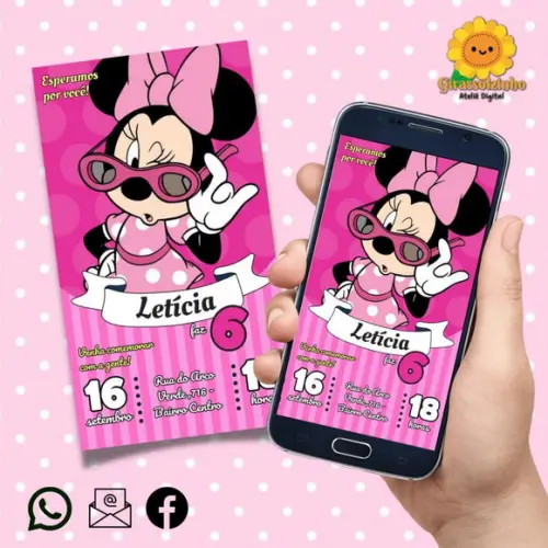 Convite Digital Minnie Rosa