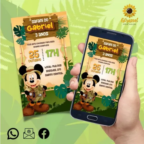 Convite Digital Mickey Safari