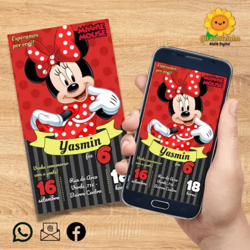 Convite Digital Minnie Vermelha