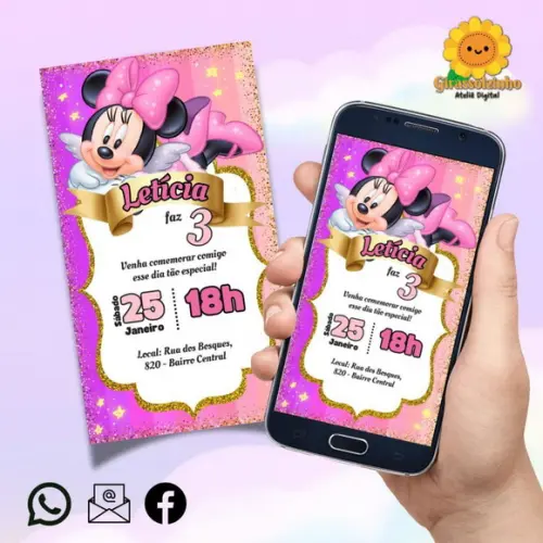 Convite Digital Minnie Rosa 3
