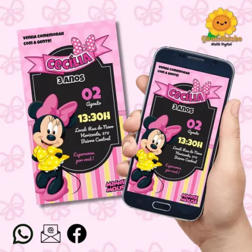 Convite Digital Minnie Rosa 2