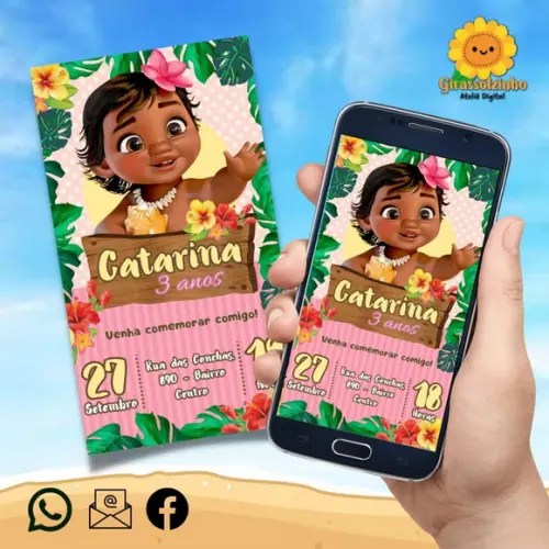 Convite Digital Moana Baby
