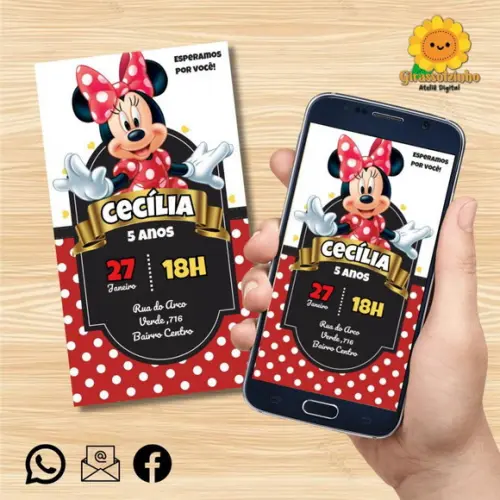 Convite Digital Minnie Vermelha 2