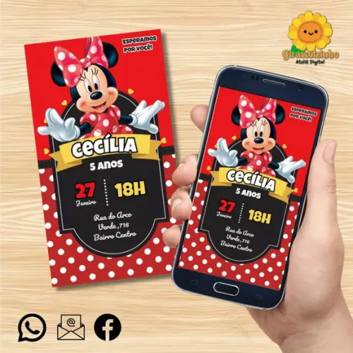 Convite Digital Minnie Vermelha 2