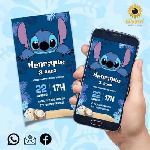 Convite Digital Stitch (menino)