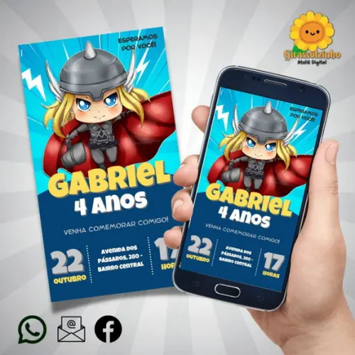 Convite Digital Thor Cute/baby