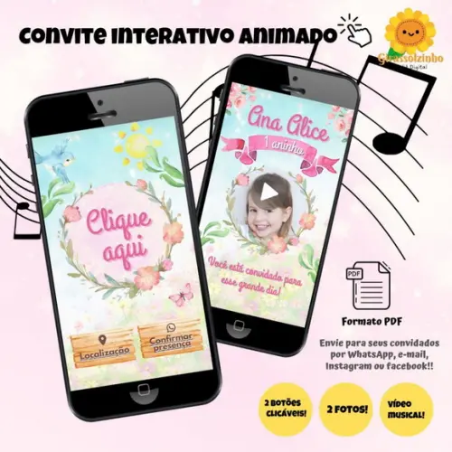 Convite Interativo Animado Jardim das Fadas