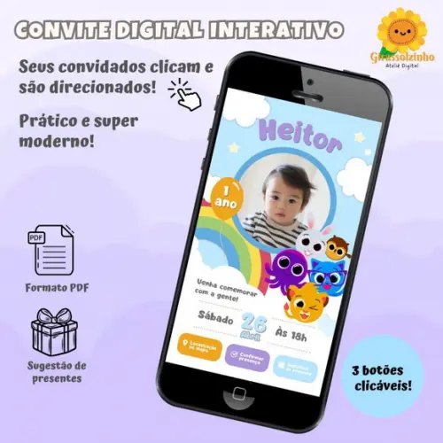 Convite Interativo Bolofofos Menino (com Foto)