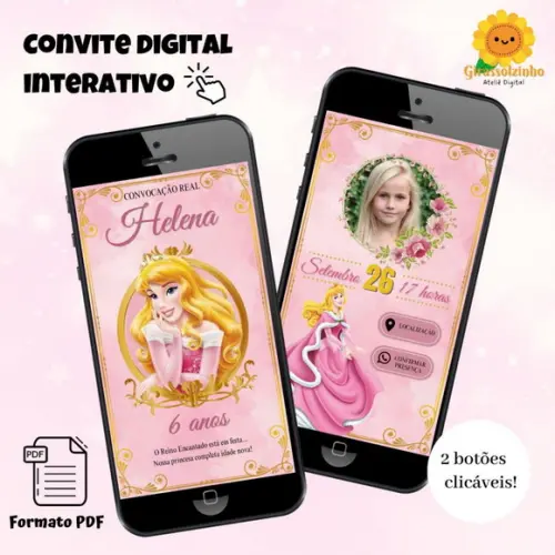 Convite Interativo Bela Adormecida Luxo