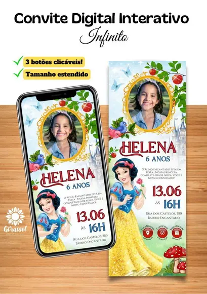 Convite Interativo Branca de Neve (com Foto) 3